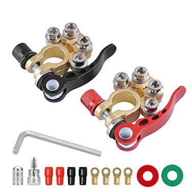 Imagem de Conectores de terminal de bateria de carro, 2 peças de terminal de bateria de desconexão rápida de 4 vias para SAE/JIS tipo A, compatível com carros, vans, caminhões e mais