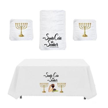 Imagem de Jogo De Toalhas Para Santa Ceia Com 4 Peças Candelabro