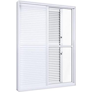 Imagem de Porta de Alumínio Balcão de Correr Lateral Flex 2 Folhas Móveis 1 Fixa Lucasa Eccellente 214,5cmx150cmx13cm Branco