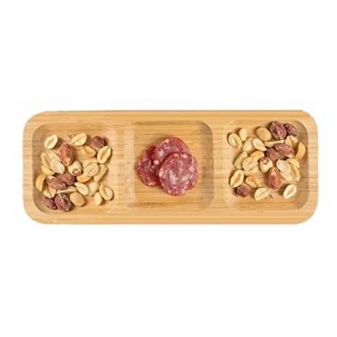 Imagem de Petisqueira Retangular Com 3 Divisórias De Bambu