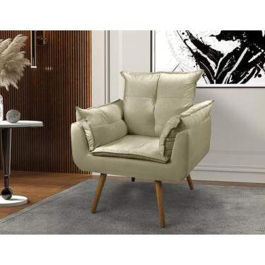 Imagem de Poltrona Cadeira Opala Decorativa Salão Suede Marfim - A.V.G Decor