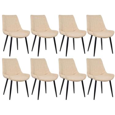 Imagem de Kit 8 Cadeiras Estofadas Design Industrial Nude Vintage