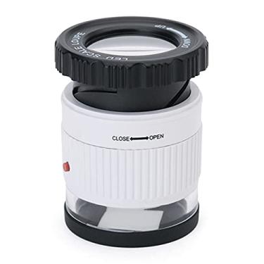 Imagem de Qudai Lupa de escala de LED Lupa de ampliação ajustável 30X Tipo de cilindro de metal Espelho com escala Espelho de leitura de tamanho pequeno Lupa de joias com 3 luzes LED 3 luzes brancas NP