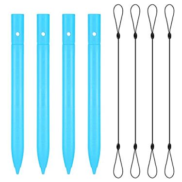 Imagem de Caneta de desenho Stylus de substituição de 4,5 polegadas, 4 peças, canetas para tablet de desenho infantil, canetas eletrônicas para crianças com 4 cordas para pendurar para tablet de escrita LCD (azul)