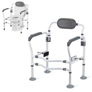 Imagem de Yajun Estrutura de vaso sanitário de banheiro barra de apoio antiderrapante corrimão de chuveiro trilhos de banheiro ajustáveis para grávidas deficientes equilíbrio de idosos, cinza