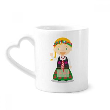 Imagem de Caneca de desenho animado da Polônia loira sorriso café cerâmica copo de coração de vidro
