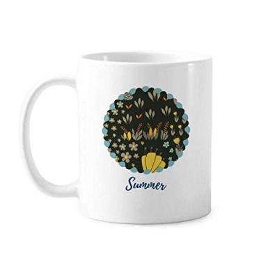 Imagem de Caneca de cerâmica com flores de laranja amarela para pintura em cerâmica para café e porcelana