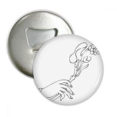 Imagem de Abridor de garrafas com estampa de linha de flores e cultura manual ímã de geladeira emblema multifuncional