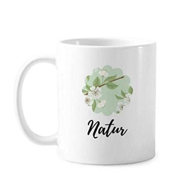 Imagem de Caneca de cerâmica cerâmica para café e porcelana com desenho de flor de pêssego branco