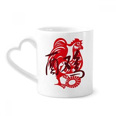 Imagem de Caneca de Ano Novo do Galo Animal China Zodíaco Caneca de Café Cerâmica Copo de Coração de Vidro