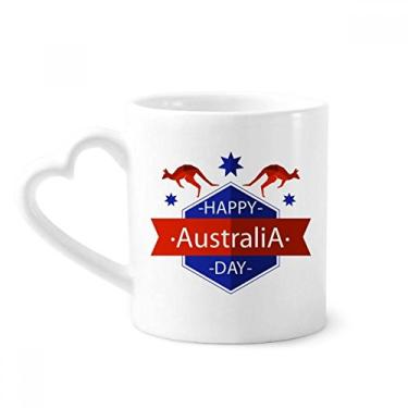 Imagem de Happy Australia Day Ilustração de avestruz e estrela Caneca de café cerâmica copo de coração de vidro
