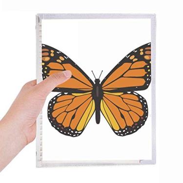Imagem de Amostra de borboleta em caderno laranja, diário de folhas soltas recarregável, papelaria