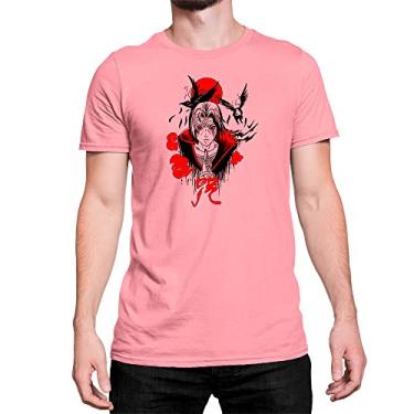Imagem de Camiseta T-Shirt Anime Naruto Itachi Uchiha Mangá Algodão Cor:Rosa;Tamanho:G