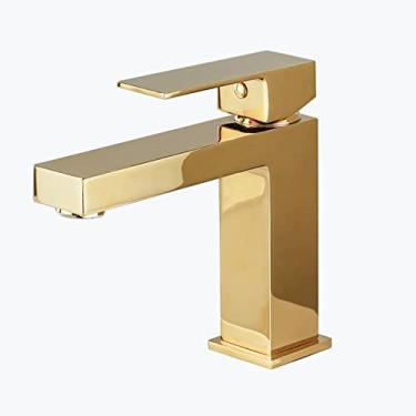 Imagem de LIDON Torneira preta banheiro preto único furo torneira do banheiro torneira do banheiro alta torneiras do banheiro para pia 1 furo torneira do banheiro torneira da bacia para lavatório, preto (cor: ouro)