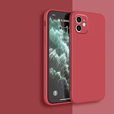 Imagem de Capa de telefone preta de silicone líquido para iPhone 13 12 11 14 Pro XS Max XR X 8 7 6S 6 Plus SE 2020 Capa traseira macia para proteção de câmera, vinho tinto, para iPhone 12Pro Max