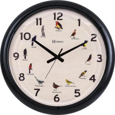 Imagem de Relógio Parede Sweep Canto Pássaros Brasileiros Herweg 6691-034