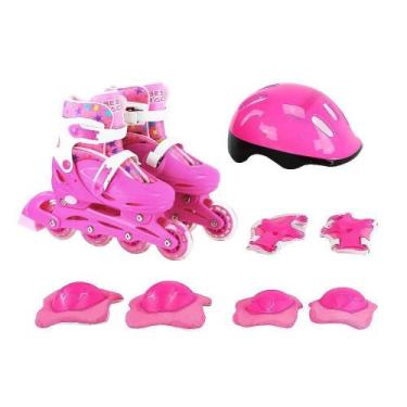 Imagem de Kit Proteção E Patins Feminino Infantil Tam. 36/39 -Bbr Toys