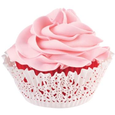 Imagem de Wilton Doily Kit de copos de cozimento padrão, copo interno vermelho e copo externo branco, pacote com 24