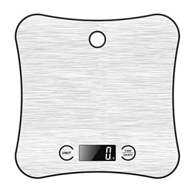 Imagem de balança de cozinha electrónica doméstica, mini balança electrónica, balança de 5 kg de painel plano de aço inoxidável.