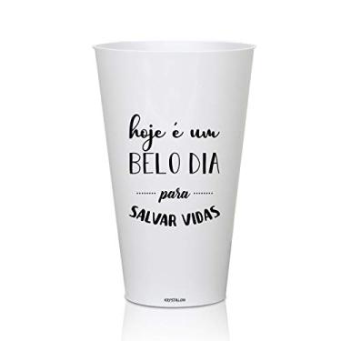 Imagem de Copo Big Drink Branco 550ml Personalizado Acrílico Salvar Vidas