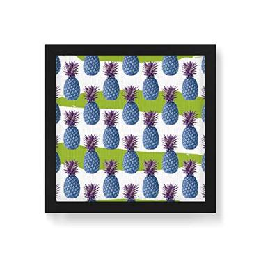 Imagem de Arte Maníacos Quadro Decorativo Em Tela Canvas Abacaxi Pop - 20x20cm (moldura Caixa Em Laca Preta) Amarelo