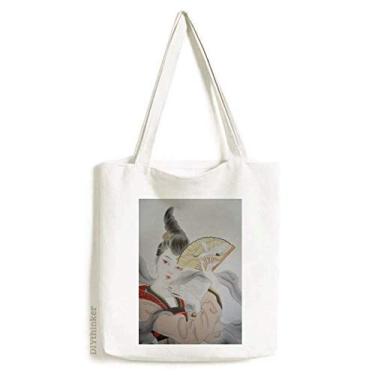 Imagem de Bolsa de lona dobrável de beleza com pintura chinesa bolsa de compras casual bolsa de compras