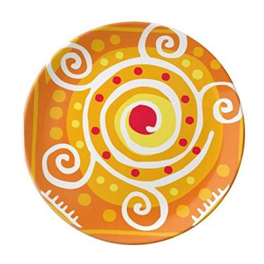 Imagem de Prato de civilização antiga Totems de volume laranja Prato decorativo de porcelana Salver talheres, Prato de jantar