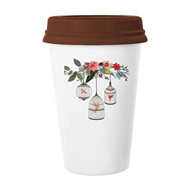 Imagem de Prateleira de flor de gaiola Art Deco presente Caneca moderna Caneca de café Copo de cerâmica Tampa de copo