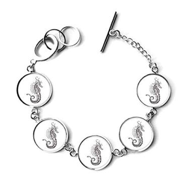 Imagem de DIYthinker Hipocampo Marine Life Ilustration Pulseira Corrente Pingente Joias