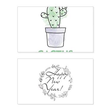 Imagem de Suculentas de cacto, planta em vaso aquarela, ano novo, festival, cartão de felicitações, mensagem de abençoar presente