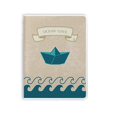 Imagem de Caderno de papel dobrável Ocean Love Sea Sailing Boat Goma Diário Capa macia Diário