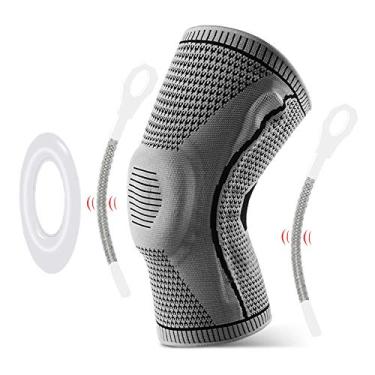 Imagem de Andoer 1pcs Joelheira Homens Mulheres Joelheira com Estabilizadores Laterais Silicone Almofada Esportiva Joelheira para Halterofilismo Powerlifting Corrida