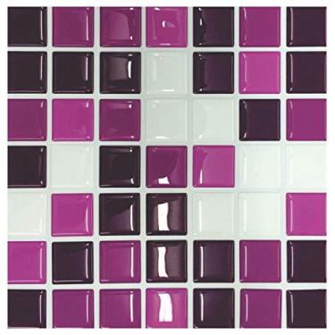 Imagem de Pastilha Adesiva Rosa Lilás Branca Resinada Kit 4 Placas