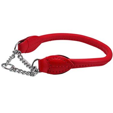 Imagem de Gargantilha de couro genuíno com coleira para cachorro Martingale vermelho 7 tamanhosDogs My Love #4 - Neck Circumf.12.25"-13.75" vermelho AM-Z-513-3