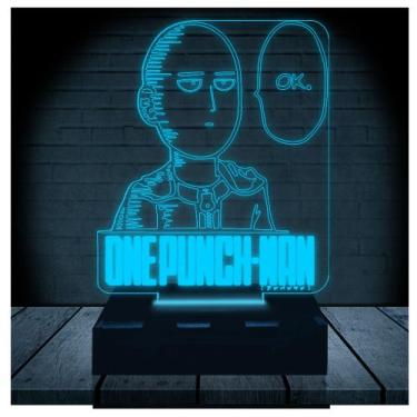 Imagem de Luminária Led Abajur  3D  One Punch Man Saitama Ok - Rb Criações