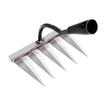 Imagem de ＫＬＫＣＭＳ Ancinho de jardim, ancinho de jardim, ancinho de agarrar, afrouxar artefato de solo, ancinho de mão de jardim, ancinho de remoção de daninhas, 5 Dentes