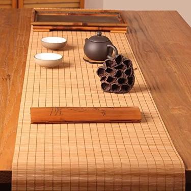 Imagem de Corredor De Mesa De Bambu Extra Largo De 50/60 Cm, Tapetes De Chá Antiderrapantes De Estilo Japonês Para Mesas De Centro De Restaurante, Jogo Americano Antiquente,60 X 180 Cm/23,6 X 70,9 Pol.,Plea