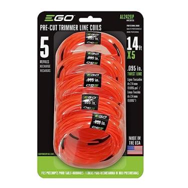 Imagem de EGO Power+ AL2420P Linha torcida pré-cortada de 0,095 polegadas (pacote com 5) para aparador de cordas EGO 56-Volt 38 cm e acessório para aparador de cordas com várias cabeças, laranja