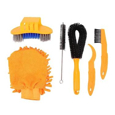 Imagem de Kit de limpeza de bicicleta, kit de escova de limpeza de bicicleta com 6 peças com 1 luva de limpeza para pneus, corrente, rodas dentadas, conjunto de ferramentas de limpeza de bicicleta para montanha, estrada, cidade, híbrido, BMX e bicicleta dobrável