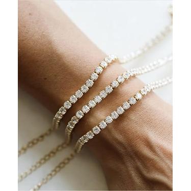 Imagem de Pulseira Riviera LUBELLE Folheada a Ouro 18k e Ródio, 14cm + 5cm Extensor, Zircônia 4mm, Antialérgica