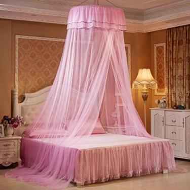 Imagem de Rede Mosquiteira Para Cama Com Dossel Queen Size Com Gancho Para Camas Twin Full E Queen Size Berço, Instalação Rápida E Fácil, Tecido Retardante De Fogo,Rosa,Bonny369