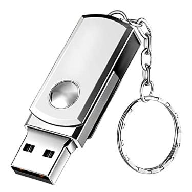 Imagem de Pen Drive, Hrich Pen Drive Mini 128GB com Chaveiro, Unidade Flash USB de Alta Velocidade USB 3.0, Para a Transferência de Músicas, Fotos, Documentos e Vídeos，USB Flash Drive (128GB Prata)