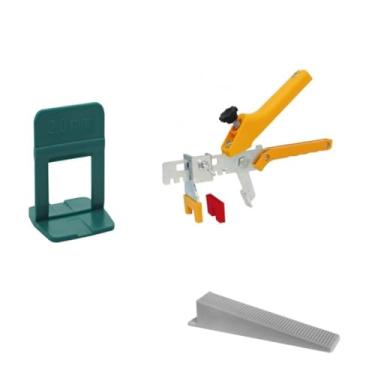 Imagem de Kit Nivela Piso Porcelanato 1200 Espaçador+200 Cunha + Alicate (1 mm)