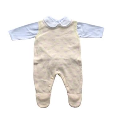 Imagem de Macacão Bebê Infantil em Linha Tricot com Body Love Melhor Conforto (Amarelo com rosa)