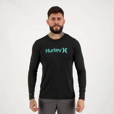 Imagem de Camiseta Hurley Manga Longa Surf Proteção Uv 50+ Preta
