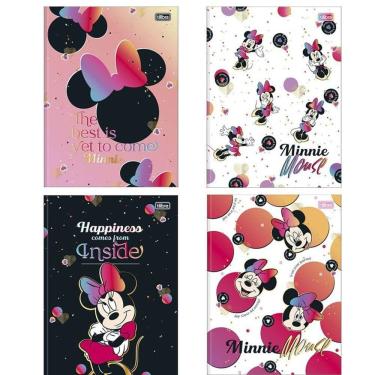 Imagem de Kit 2 Cadernos Minnie Mouse Com Adesivos Universitário Brochura Capa Dura 1 Matéria 80 Folhas Volta As Aulas Tilibra