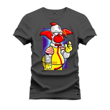 Imagem de Camiseta Plus Size T-Shirt Algodão 100% Algodão Palhaço Bolado Grafite G4