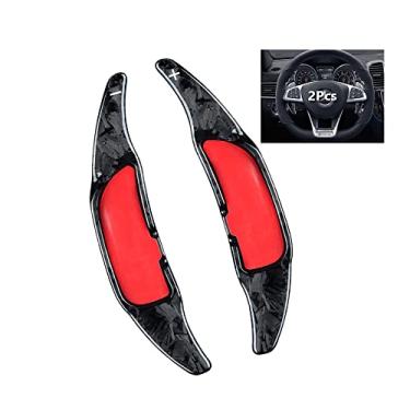 Imagem de HIBEYO Extensões de câmbio de volante de fibra de carbono cobertura pás de mudança acessórios de acabamento interior para Mercedes Benz AMG C63 CLA45 A45 GLS63 G63 C63 GLE63-Preto