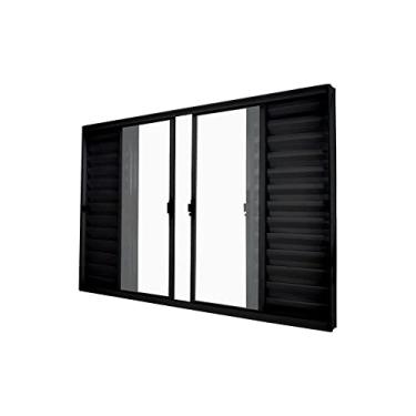 Imagem de Janela Veneziana Abertura Central Exclusiva 6 Folhas Vidro Liso 100x100cm Crv Portas e Janelas