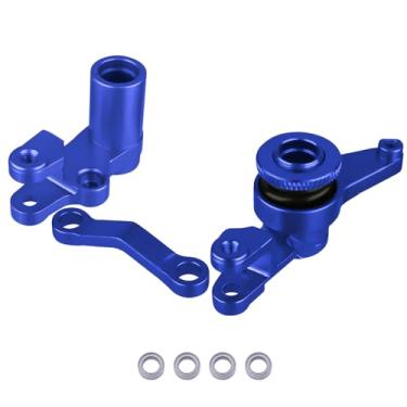 Imagem de Hobbypark Conjunto de campainhas de direção de alumínio e protetor de servo com rolamentos para Traxxas 1/10 Slash 4x4 peças de atualização hop-up azul marinho